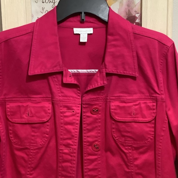 Charter Club Bold Pink Denim Jacket - Picture 2 of 10
